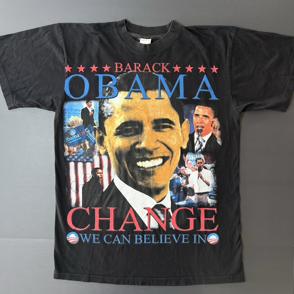Vintage Barack Obama Rap Tshirt  Men's XL Double Sided Graphic Print Black